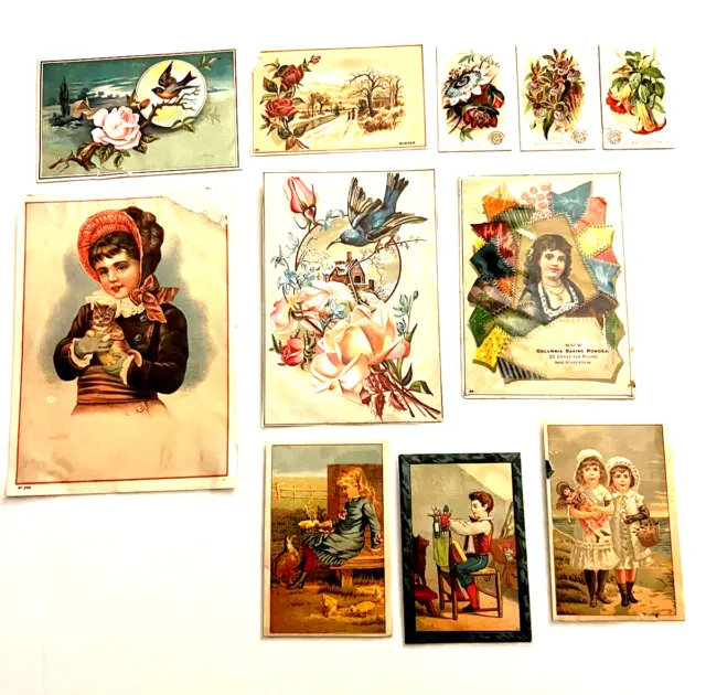 11 Antique Baking Powder Trade Cards, Unrivaled, Columbia, Shaw's, Arm &Hammer
