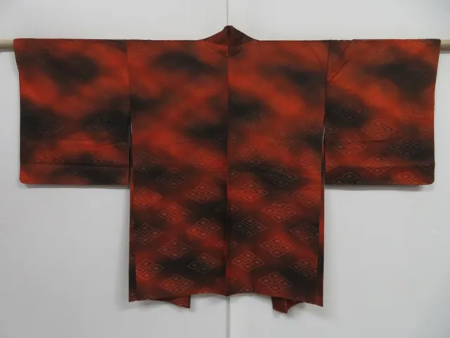 1314i02z510 Vintage Japanese Kimono Silk HAORI Black Gradation