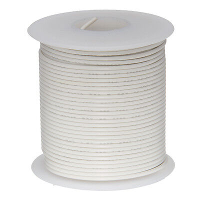 22 AWG Gauge Solid Hook Up Wire White 100 ft 0.0253" UL1007 300 Volts