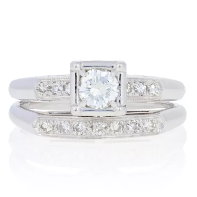 43ctw Rund Brillant Diamant Vintage Verlobungsring & Ehering 14k Gold