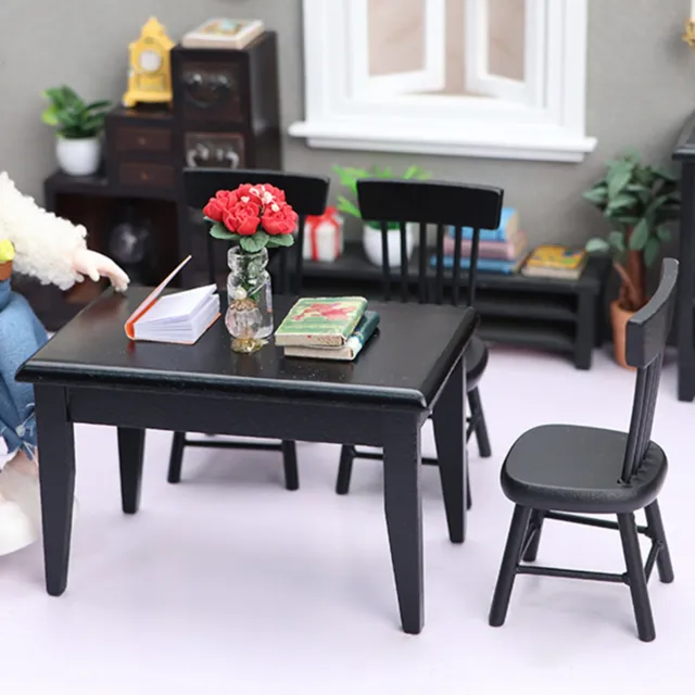 5Pcs/Set Table Chair Model Anti-deformed Vivid Dollhouse Black Table Chair