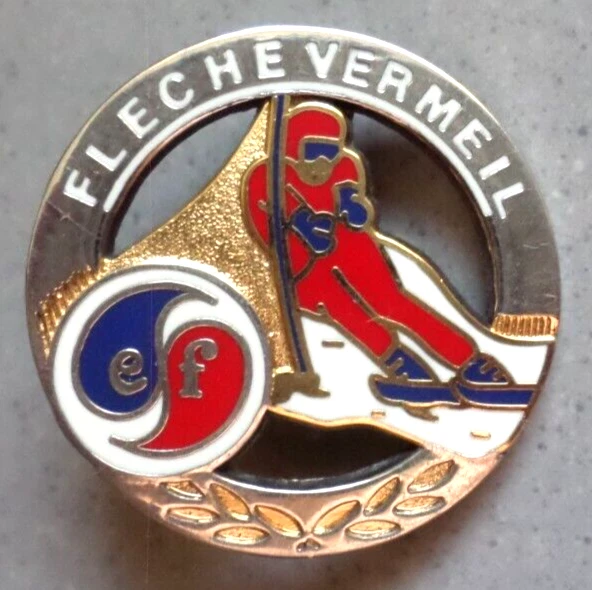 BROCHE DE SKI / Esf Fleche Vermeil / Insigne Medaille Brevet Niveau EUR