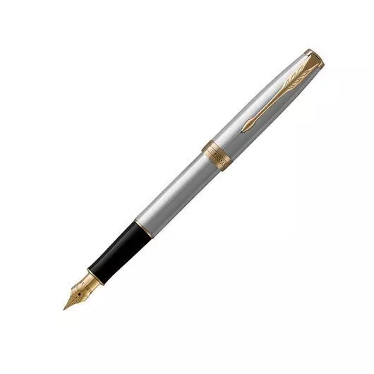 Parker Sonnet Stainless Steel Fountain Pen With Gold Trim GT Medium Point
