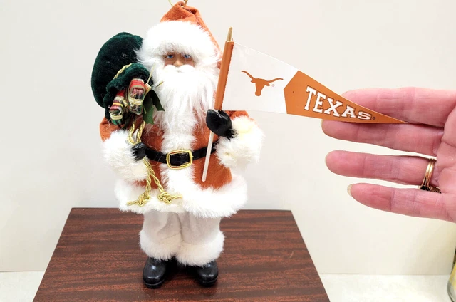Texas Longhorns Santa Ornament Pennant Carrying Velour Toy Bag 10 in Tall