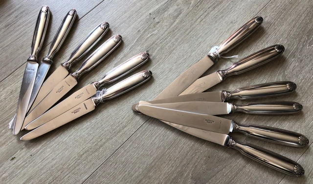 Lot De 12 Couteaux De Table En Métal Argenté Modèle Marly - 24,7 Cm