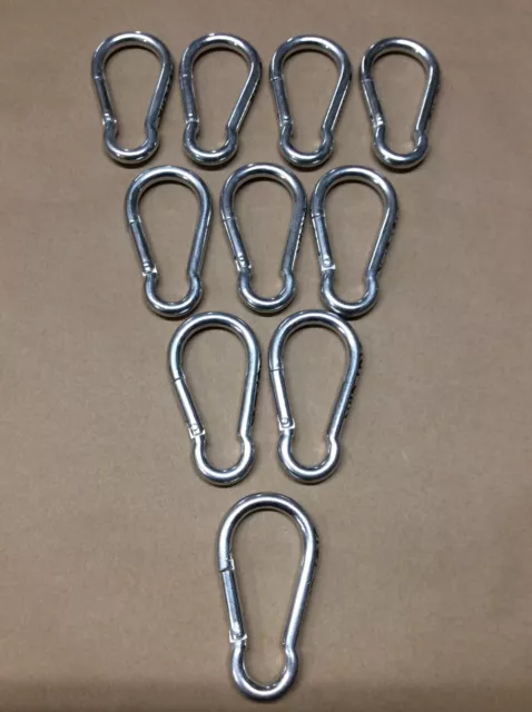 10Pc Set-Zinc Plated Pear Spring Snap Hook Carabiner 5/16”