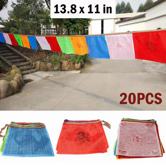 Tibetan Buddhist Prayer Flags Outdoor Meditation Traditional 11x14 inches 20pcs