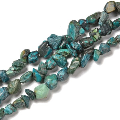 TURQUOISE GEMSTONE NUGGET in silver 4 strand charm necklace