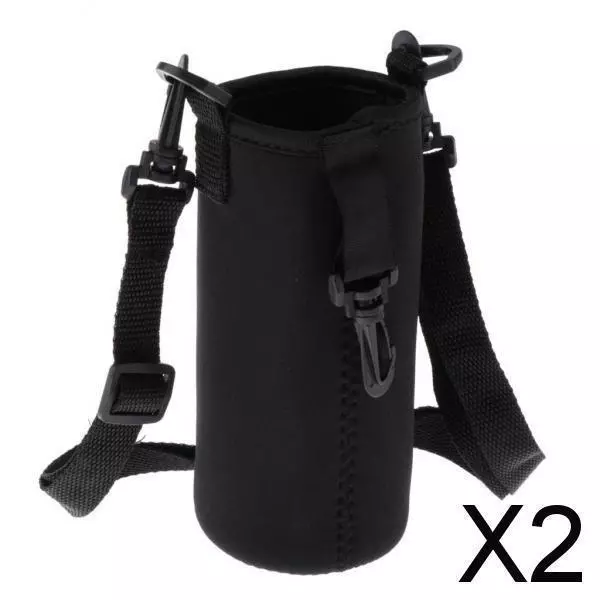 2X Support de manchon de couverture de bouteille d'eau de sport isolé Black