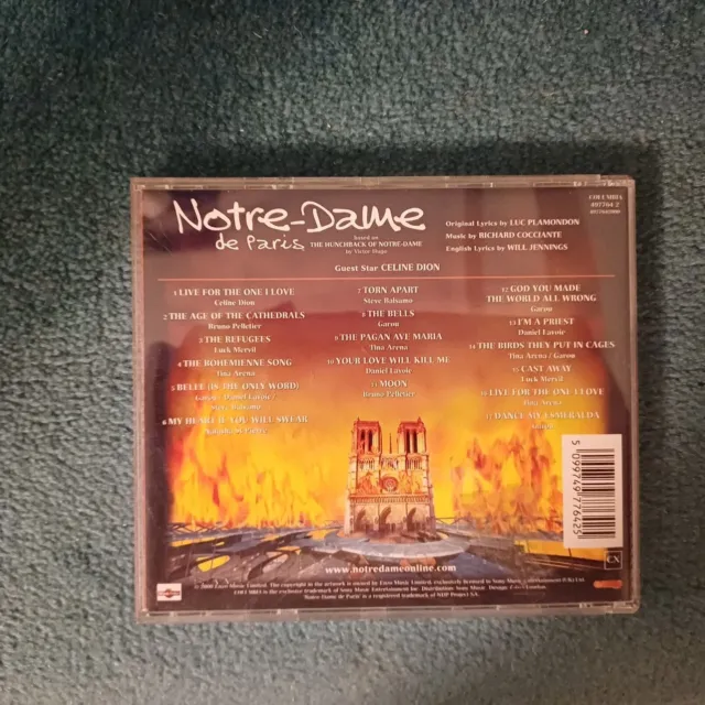 Notre-Dame De Paris - CD Album UK 2000 avec Céline Dion & Tina Arena Feature 3