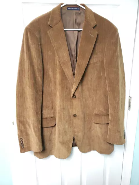 Dockers Corduroy Sports Coat Two Button Brown Jacket Mens Size 46 Long