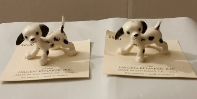Vintage Hagen-Renaker Ceramic Dalmatian Puppy Figurine On Card