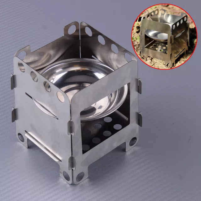 Outdoor Camping Stove Portable Stainless Wood Stove Silver Camping Equipment