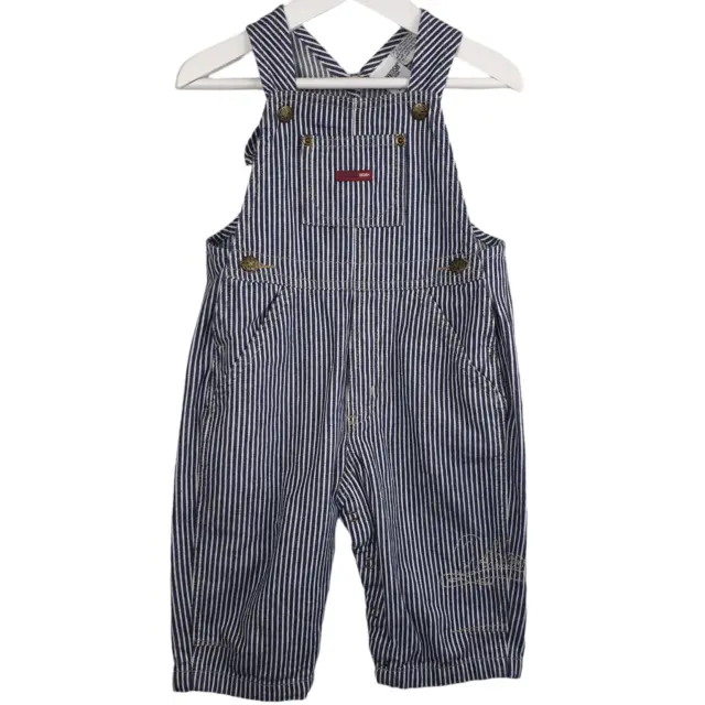 Vtg 90's OshKosh B'Gosh Overalls Conductor Hickory Striped Aus Baby Boy Size 0