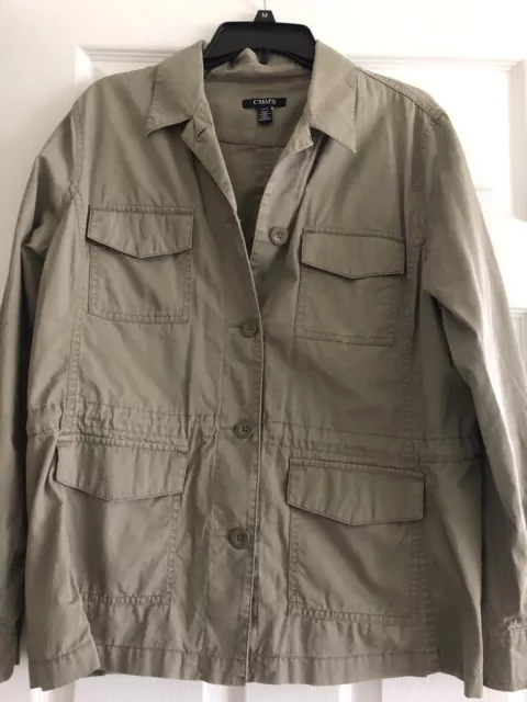 Chaps olive green safari jacket size large