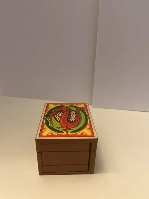 Vintage Dragon Wood Box Drawer Handmade For Keepsake.