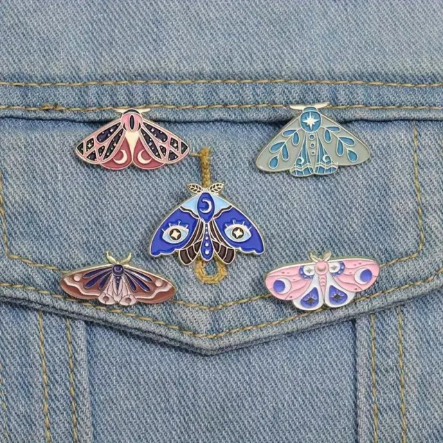 Cute Moths Enamel Pin Set Artistic Fantasy Lapel Backpack Pins Birthday Gifts