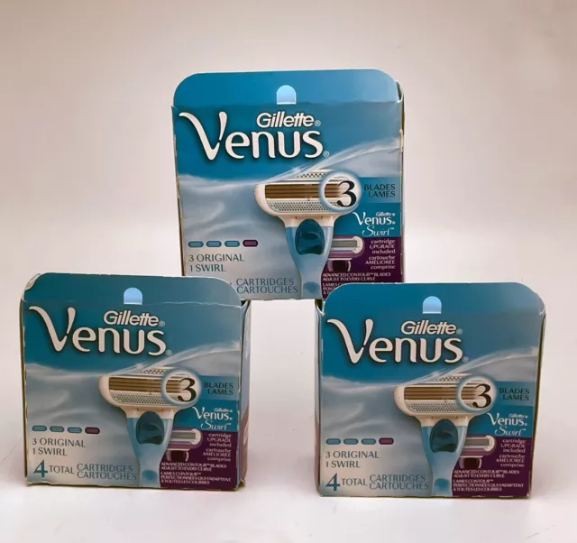 3x Gillette Venus Original + Gillette Venus Swirl Women's Razor Blades 4 Refills