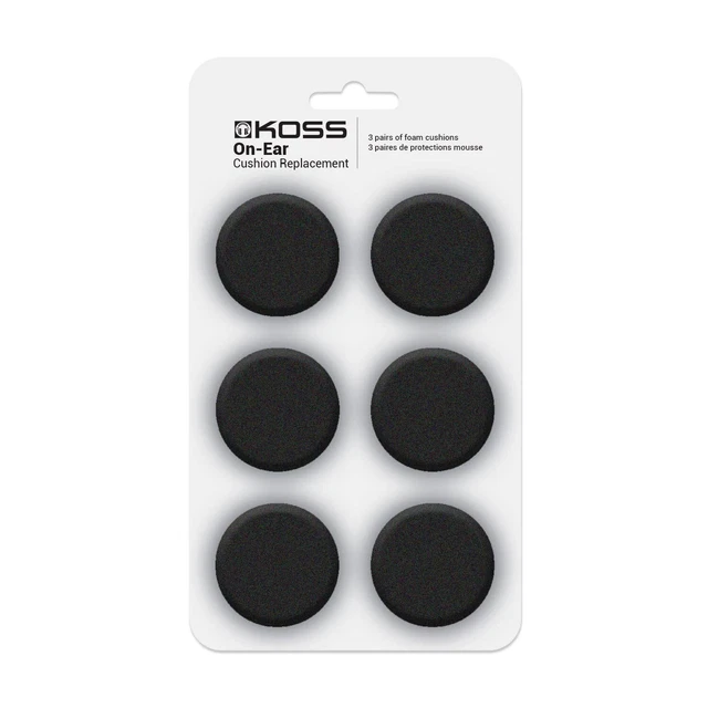 6 Mousses Casque Koss - Pour PortaPro, KSC75, Etc. - Noir - Pack Remplacement