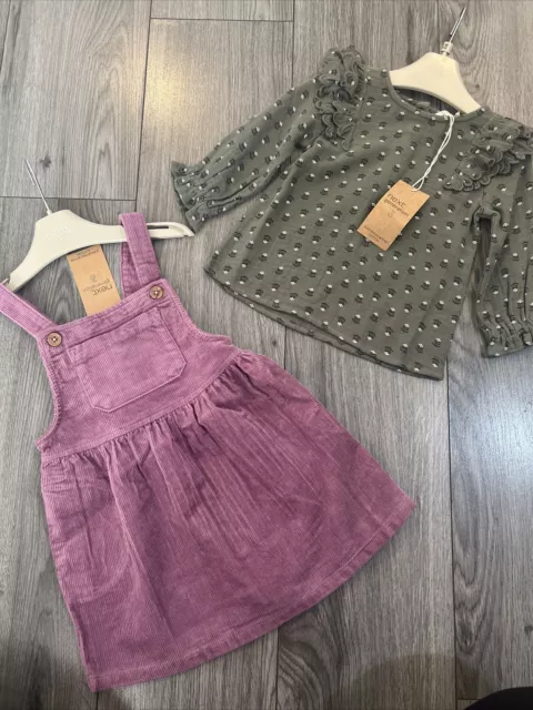 Maglione camicia floreale e abito Next bambina 12-18 mesi nuovo con etichette
