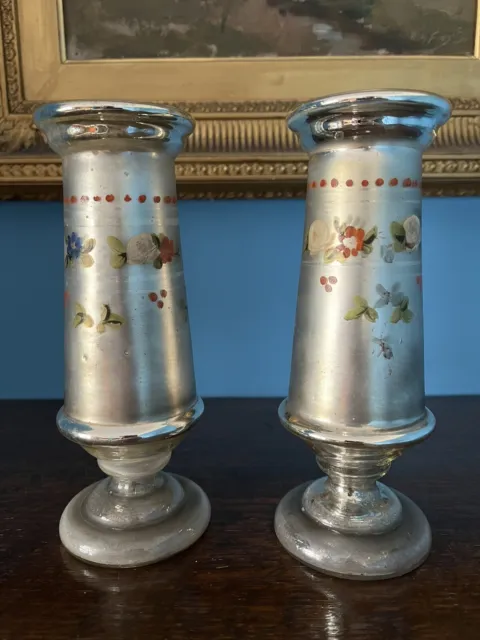 A Pair of Nineteenth Century Victorian Mercury Glass Vases c.1890
