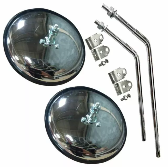 Pair of VW Chromed Side Mirror View Type 2 Bus T2 Microbus Deluxe Transporter