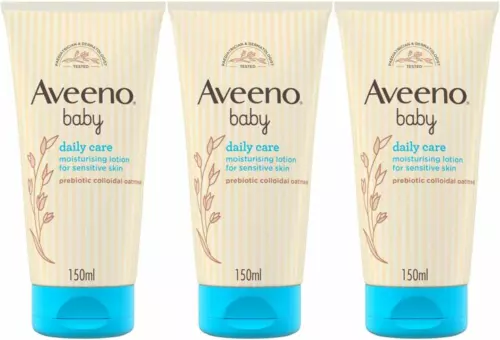 Pack of 3 Aveeno Baby Daily Care Moisturising Lotion, 3x150ml, Sensitive Skin
