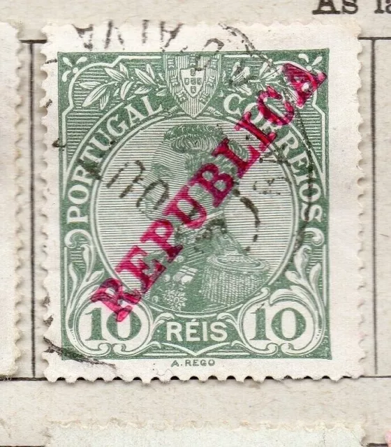 Portugal 1910 Early Issue Fine Used 10r. Republica Optd NW-218865