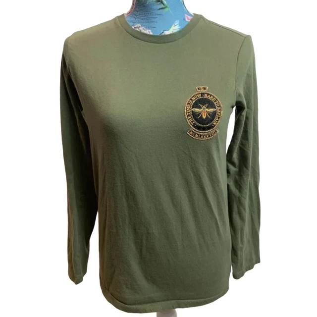 Top a maniche lunghe River Island verde cachi ragazzi bambini età 11-12 (D14)