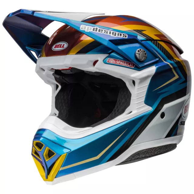 New 2024 Bell Moto 10 Carbon Helmet Tomac White Gold Mx Spherical Mips Ece 2206