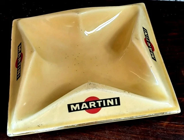 ANCIEN CENDRIER PUBLICITAIRE Martini Carré Alcool Verre Italy Vintage