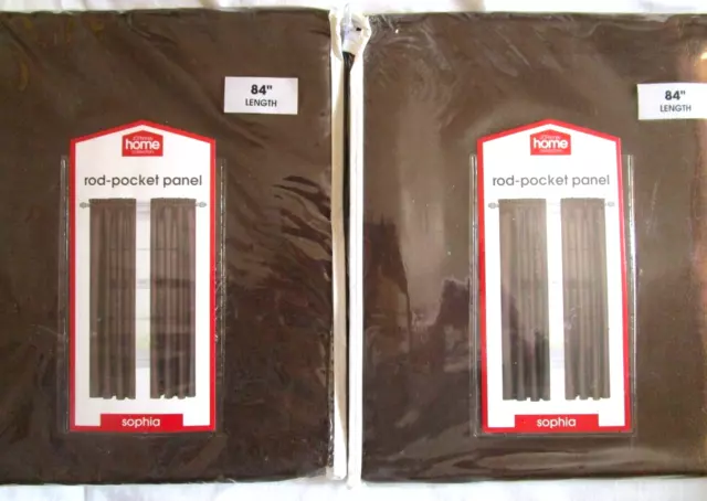 JCPenney Sophia Rod Pocket Panel Curtains 84" Long Chestnut 2 Panels NIP