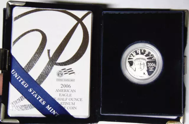 Proof 2006-W $50 American Platinum Eagle 1/2 oz Platinum Coin With Box and COA