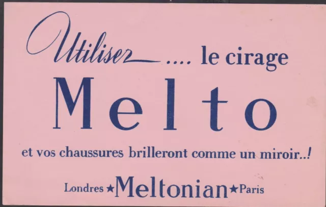 Buvard Ancien Publicitaire Melto Cirage Pour Chaussures/Meltonian/Londres-Paris