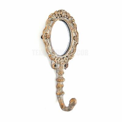 Oval Mirror Wall Hook Metal Key Towel Coat Necklace Hanger Antique Style Gold