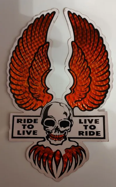 Vintage 70's/80's - Ride To Live, Live To Ride - Copper Biker Prism Sticker
