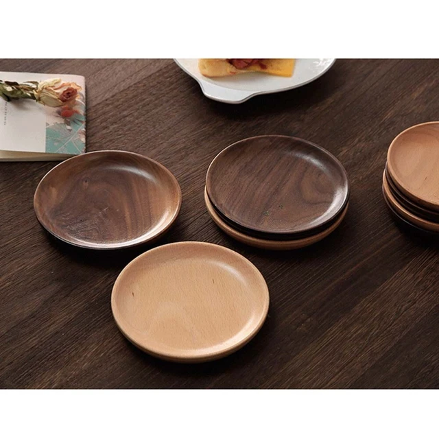 1 pz piatto da pranzo piatto da dessert in legno di faggio rotondo stile giapponese
