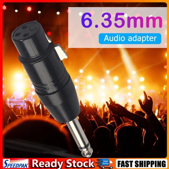 3Pin XLR Female to 1/4 inch 6.35mm Male Plug Mono Microphone Adapter Connector H