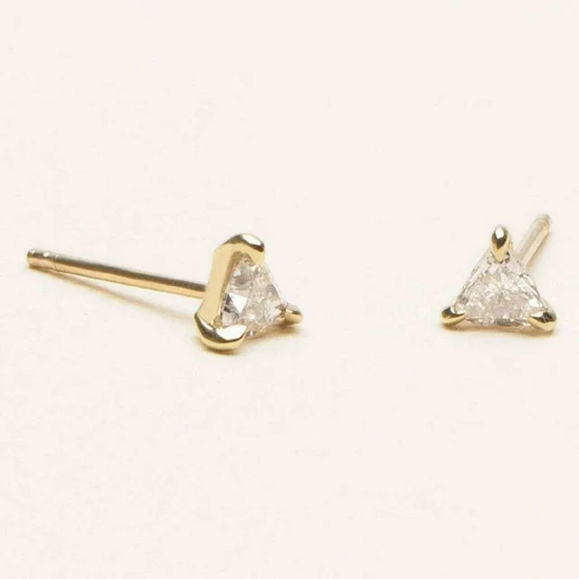 2Ct Trillion Cut Simulated Diamond Women Stud Earrings 14K Gold Plated Silver