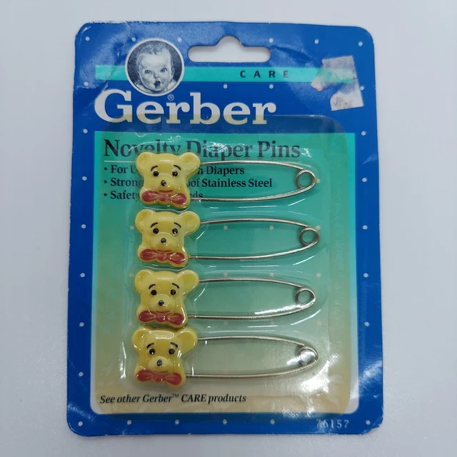 Gerber Novelty Diaper Pins Blue 4 Pack NOS Sealed 1991 Bears Vintage New