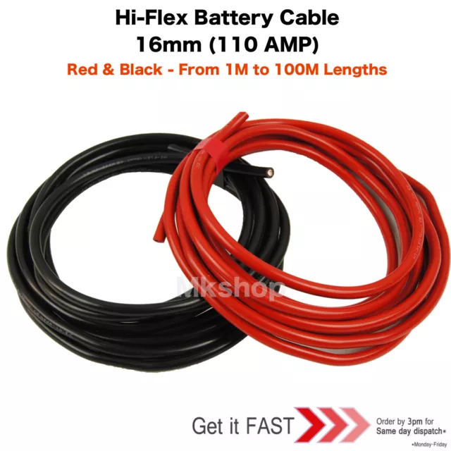 Flexible 110/170/345 Amp 16mm² 25mm² Battery / Starter / Welding PVC Cable Wire