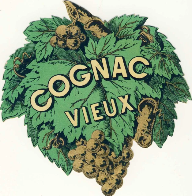 ANCIENNE ETIQUETTE LITHOGRAPHIE COGNAC Vieux Vernie antique label litho