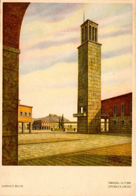 Cartolina - Sabaudia - La Torre Littoria e il Circeo - FG - NV