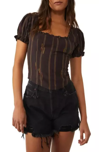 FREE PEOPLE Seratonin Corset Top in Expresso Bean Size L