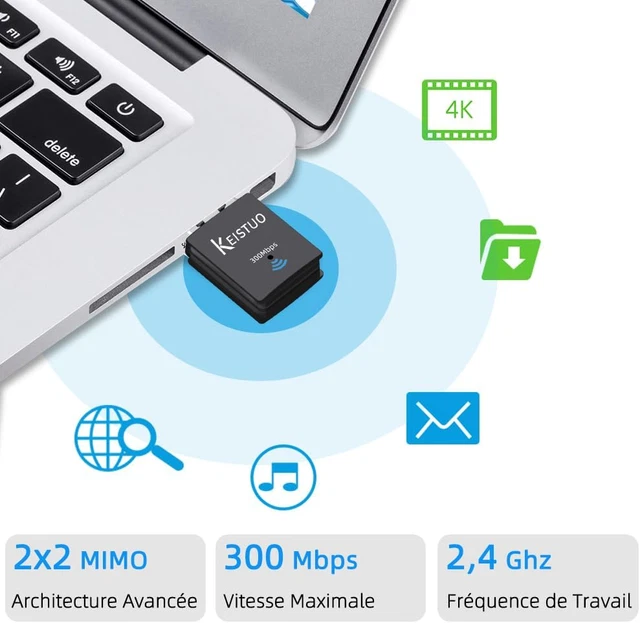 CLÉ USB WIFI Pour PC 300Mbps Avec Pilote Intégré Adaptateurs USB Wifi ...