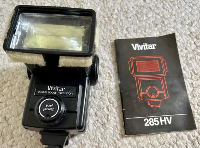 Flash d'appareil photo vintage Vivitar 285 HV avec panneau de diffusion grand an