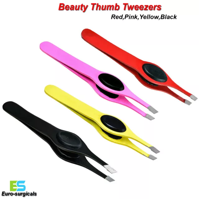 Professional Eyebrow Hair Removal Thumb Grip Tweezers Women Beauty Care Tools CE