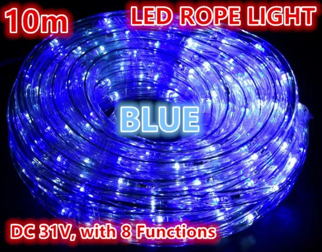 10M BLUE 240 LEDs Rope Lights 8 Functions Outdoor X'mas Wedding Party Shop AU OZ