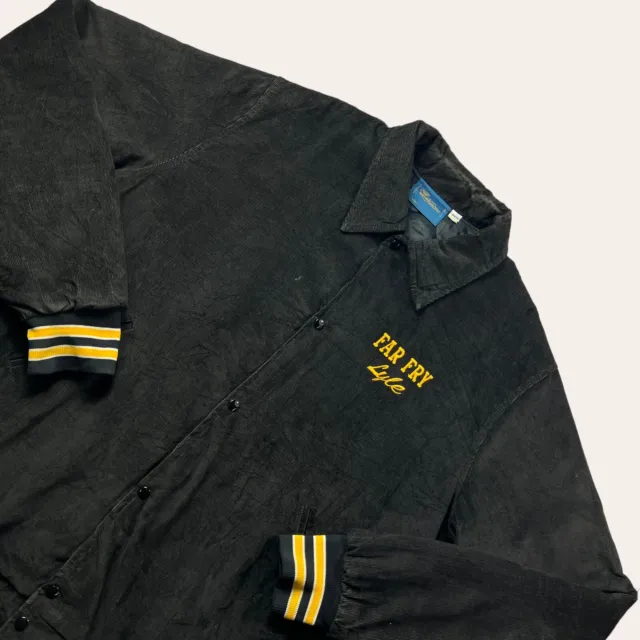 Vintage Cord Varsity Jacket Mens XXXL Black Corduroy Coat 90s Gem Sportswear USA