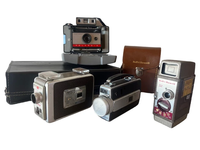 Vtg VIDEO CAMERA Lot Kodak BROWNIE Bell & Howell 252 8mm HONEYWELL Polaroid Land